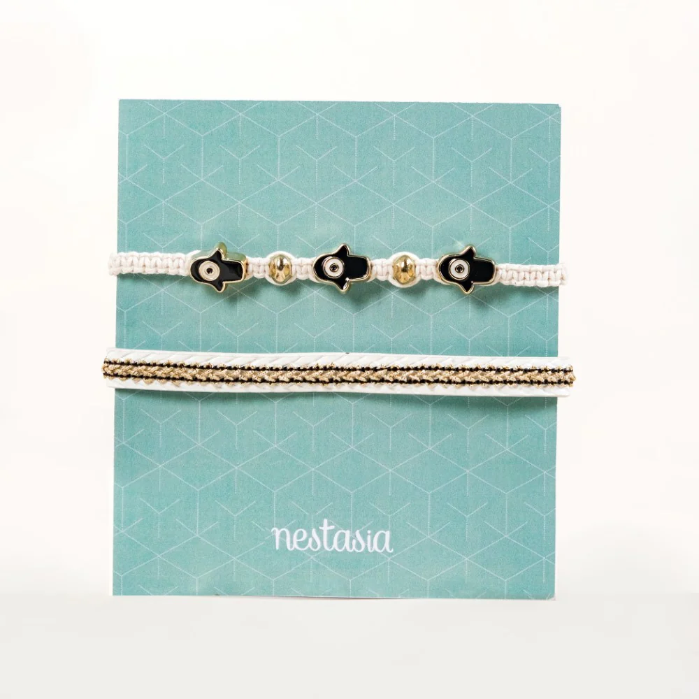 Sacred Hamsa Hand Bracelet Set Of 2