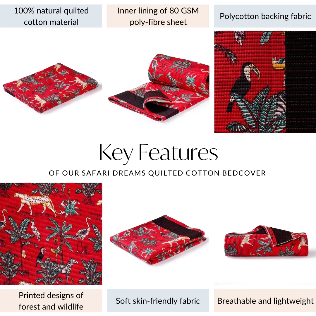 Safari Dreams Quilted Cotton Bedcover 254x221cm - Image 4