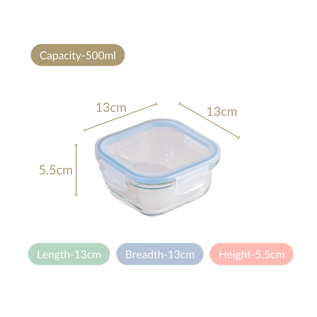 Safe Lock Glass Storage Container Set of 2 Airtight 500ml - Image 4