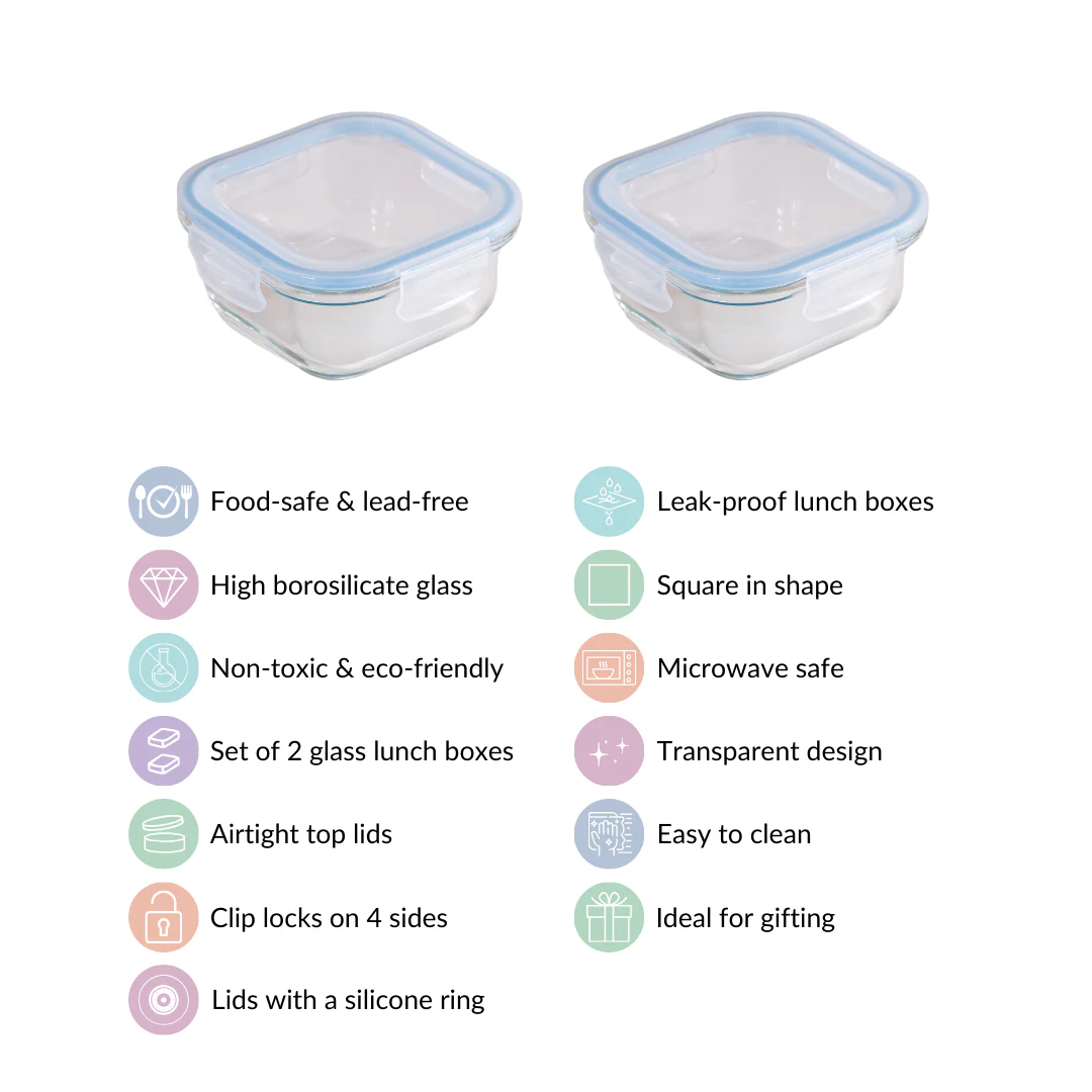 Safe Lock Glass Storage Container Set of 2 Airtight 500ml - Image 5