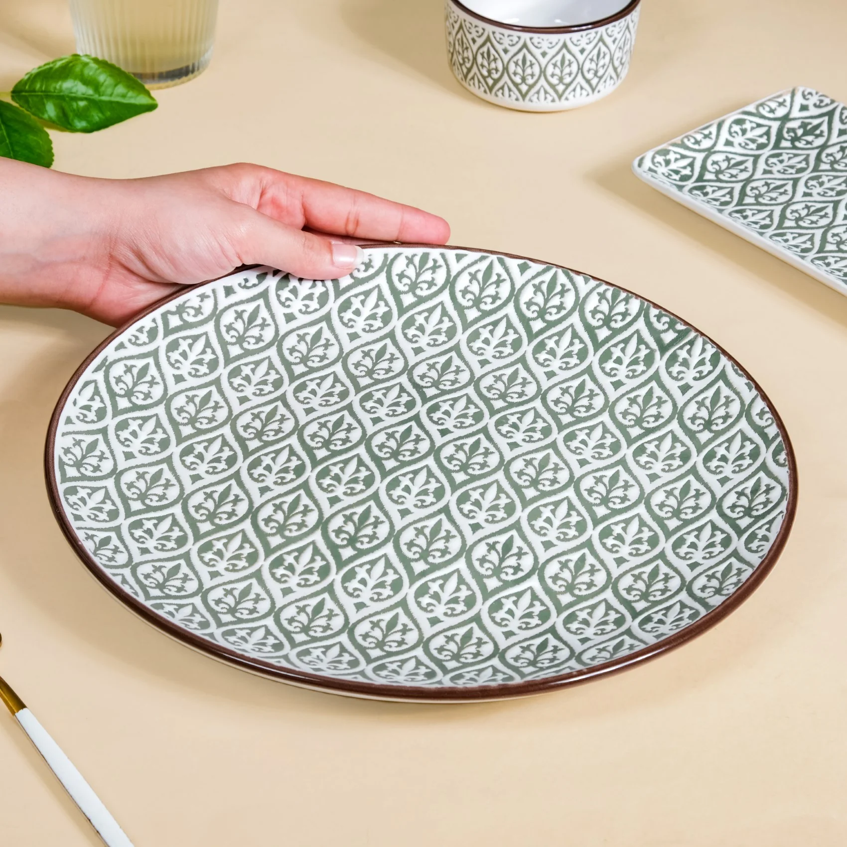 Sage Ceramic Baroque Dinner Plate Set Of 4 11 Inch - Image 3