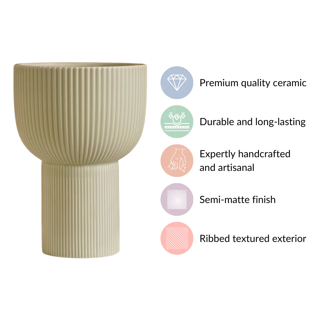 Sage Green Ceramic Pot For Flowers - Image 5
