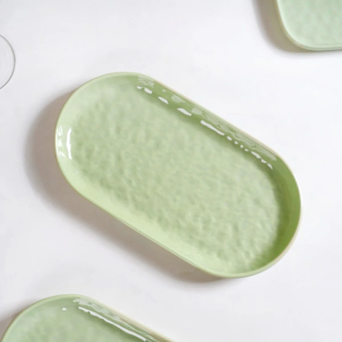 Sage Green Ceramic Serving Platter Set Of 2 12 Inch - Image 7