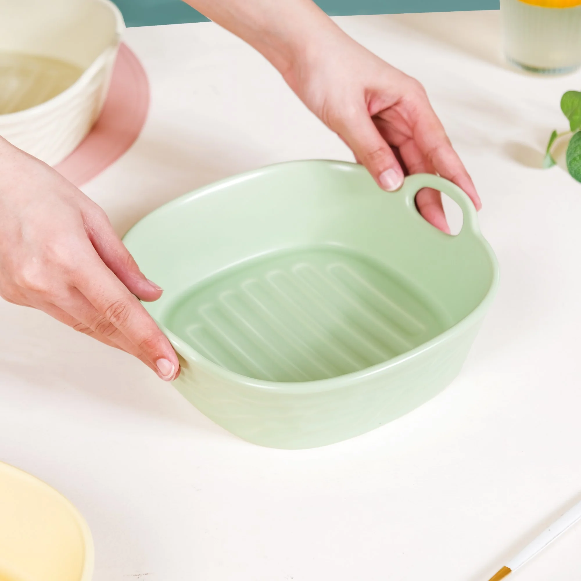 Sage Green Large Ceramic Serving Bowl 800 ml - Image 5