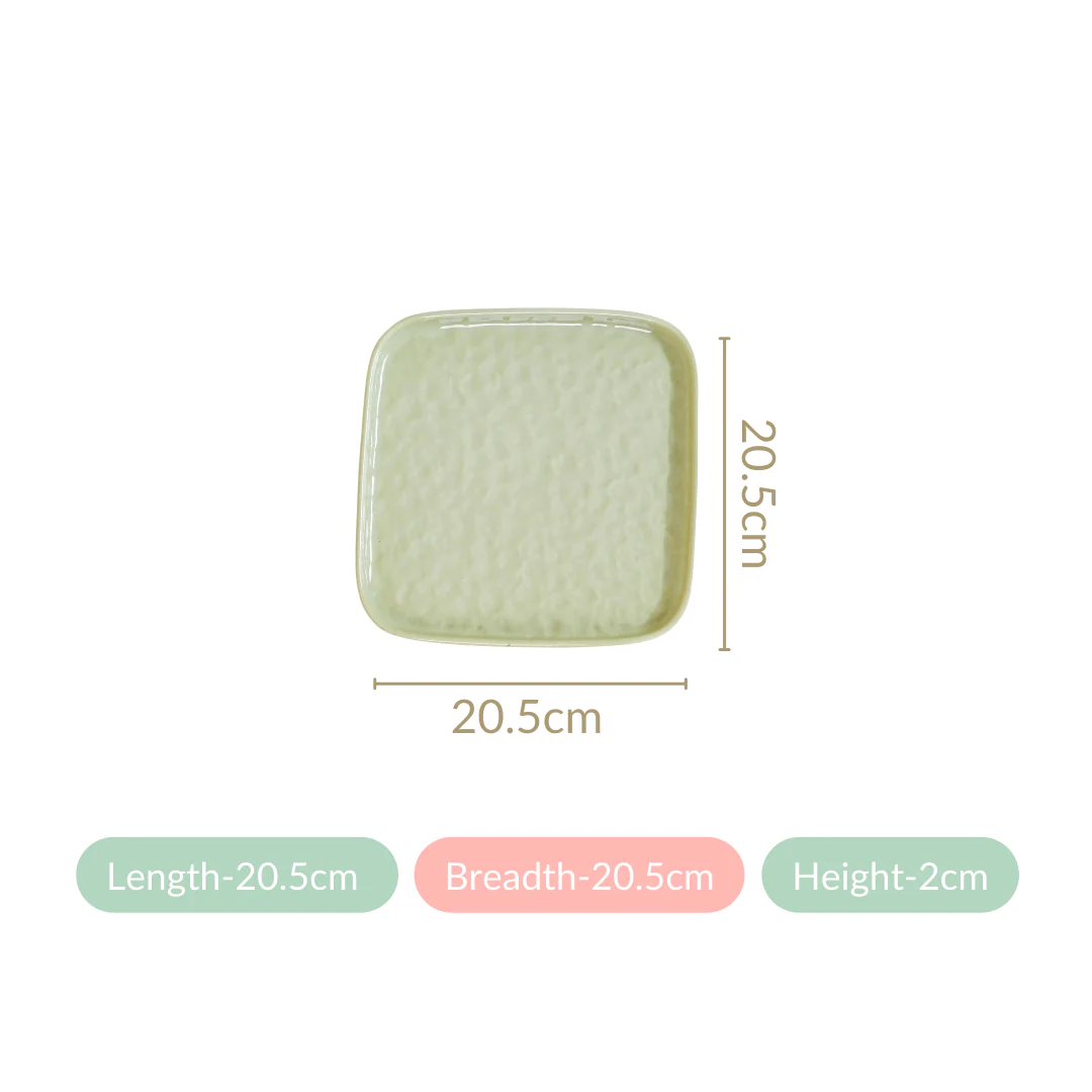 Sage Green Stoneware Square Snack Plate Set Of 4 8 Inch - Image 6