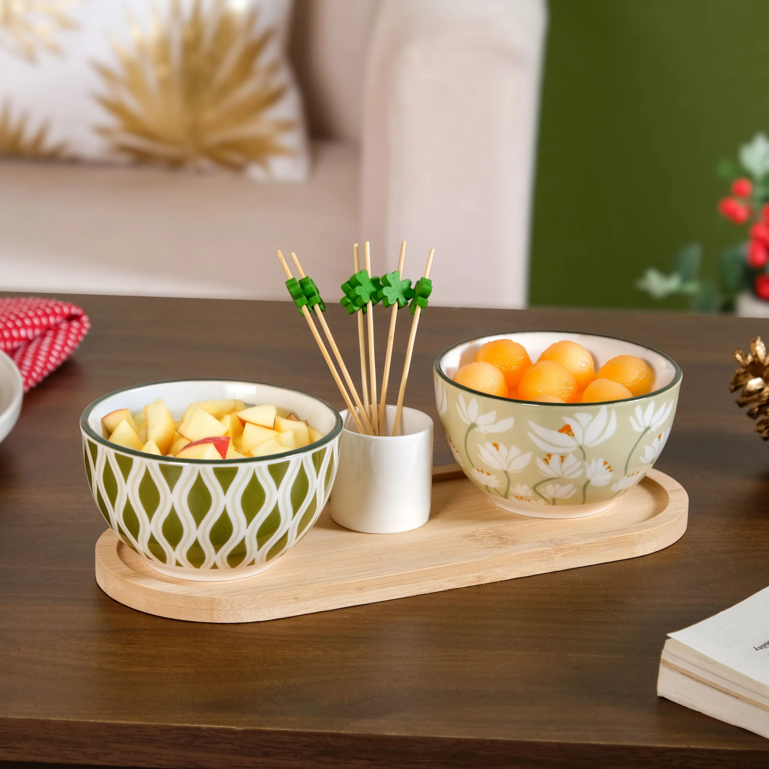 Sage Scape Bowl Tray And Toothpick Holder Set Of 5 - Image 9