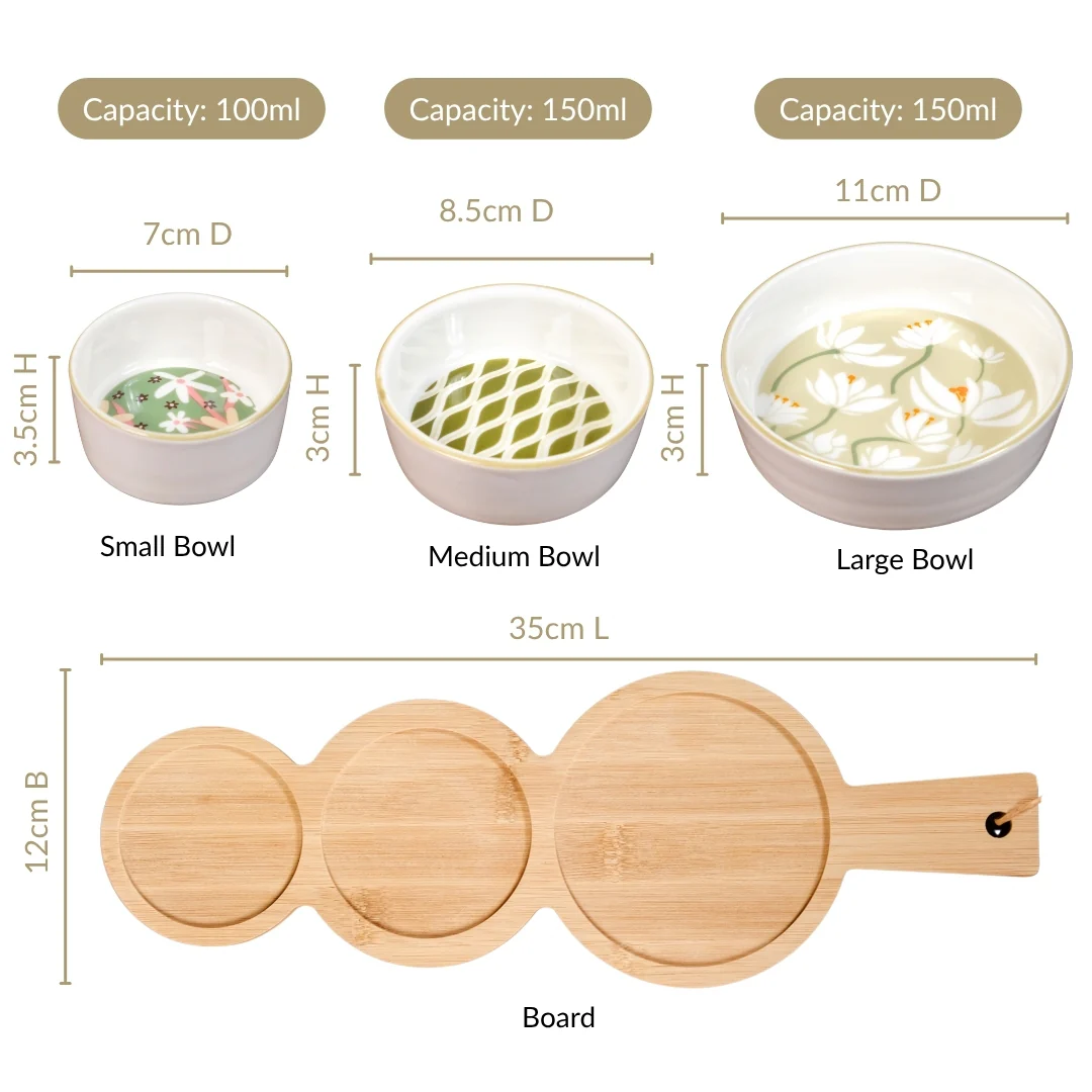 Sage Scape Snack Bowl And Tray Set Of 4 - Image 4