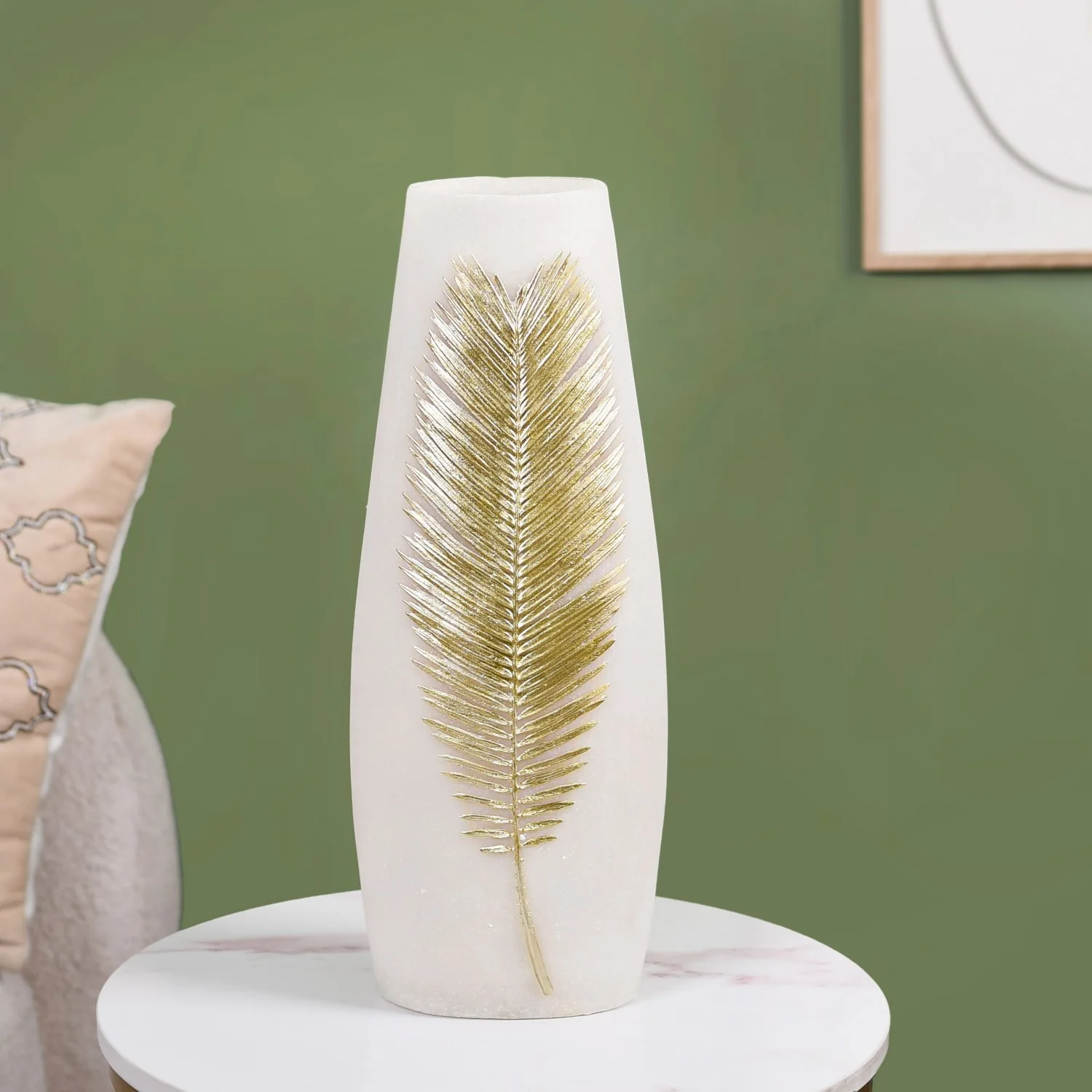 Sago Palm Leaf Imprint Floor Vase - Image 2