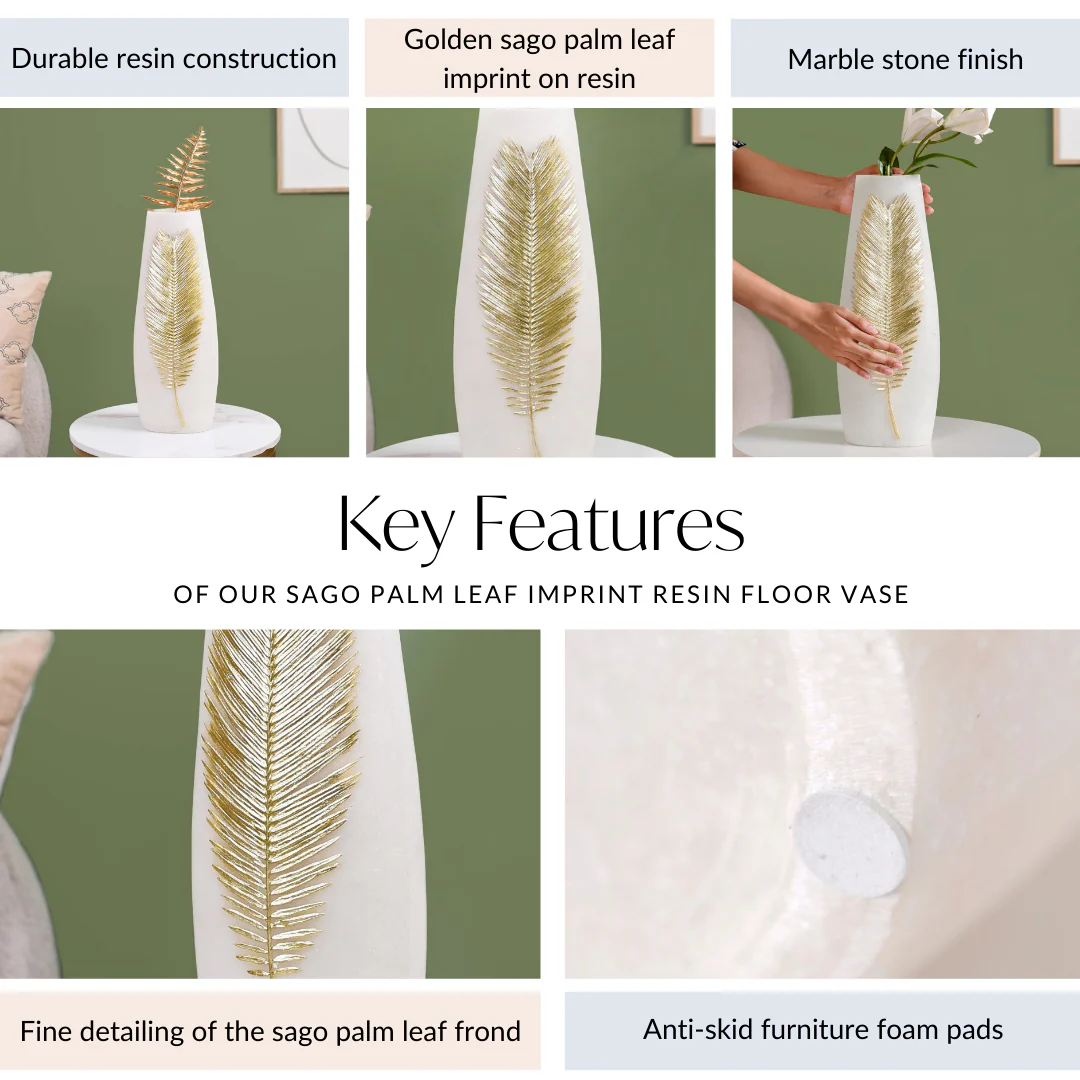 Sago Palm Leaf Imprint Floor Vase - Image 5