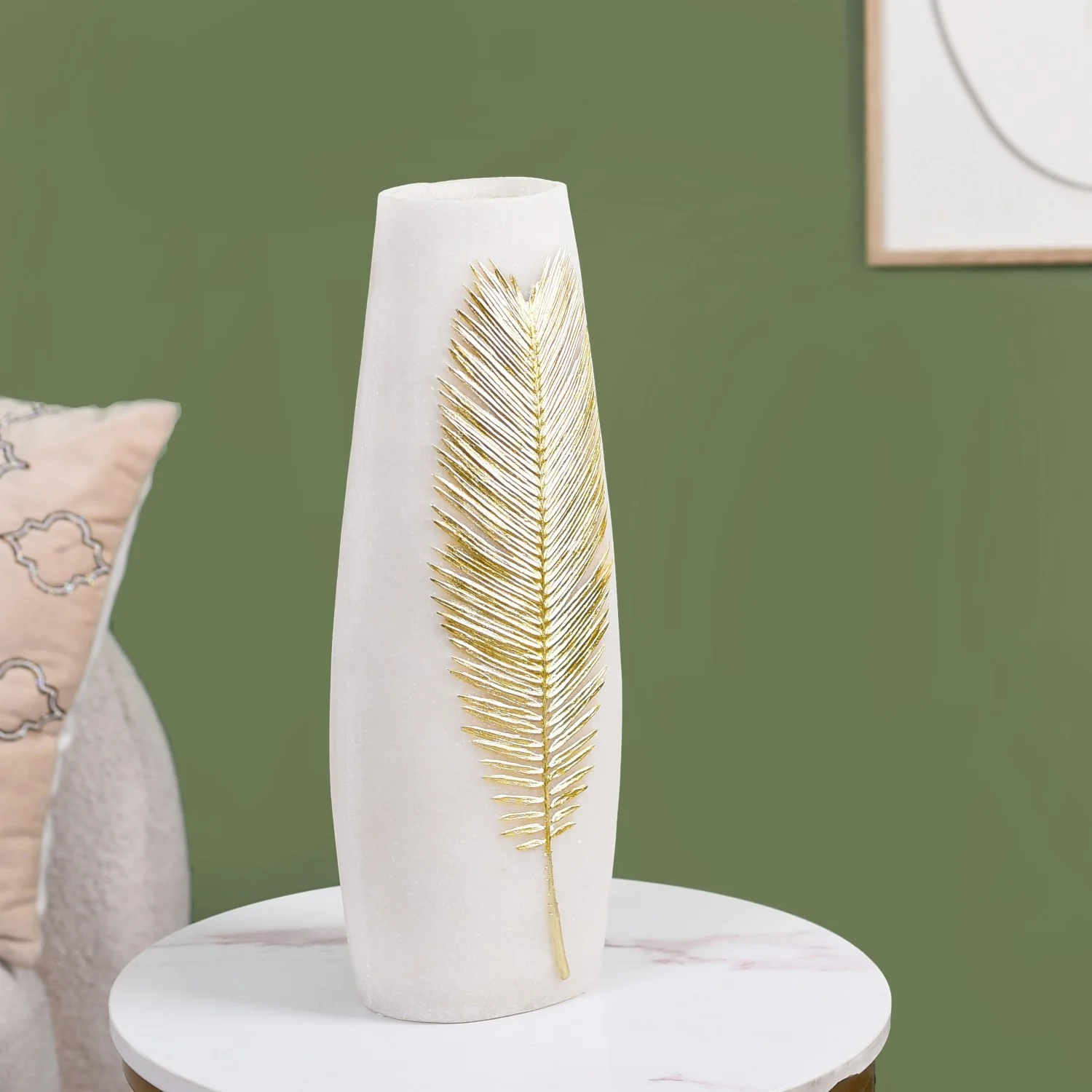 Sago Palm Leaf Imprint Floor Vase - Image 7