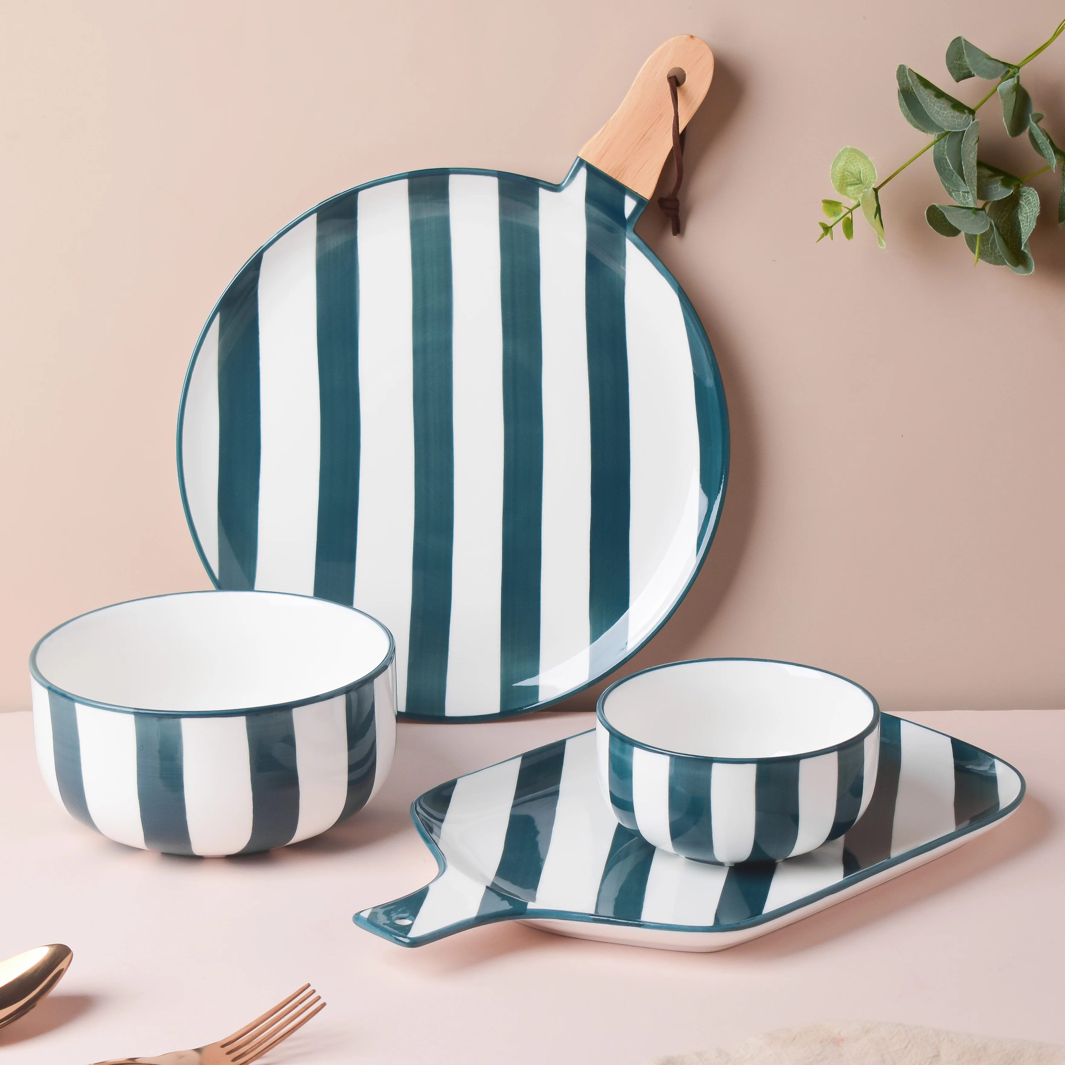 Sailor Striped Green Serving Bowl - Image 6