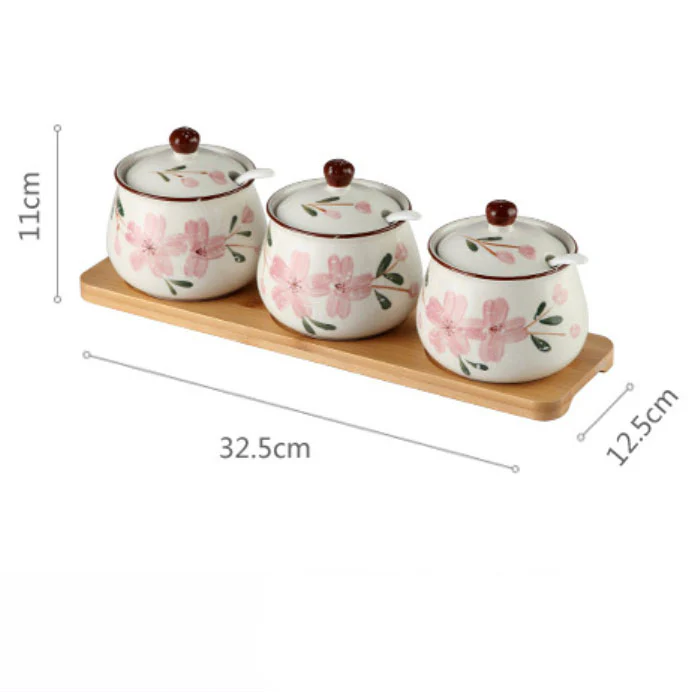 Sakura Spice Jar Set with Tray - Image 10