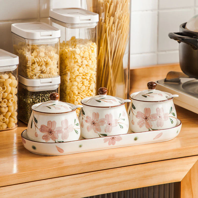 Sakura Spice Jar Set with Tray - Image 4