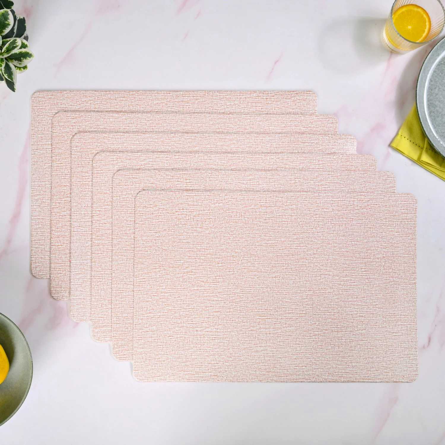 Sand Hue Textured Placemat Set Of 6 - Image 8
