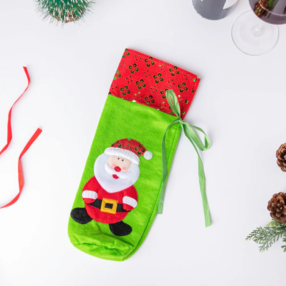 Santa Party Wine Bottle Gift Bag For Christmas 12 Inch - Image 3