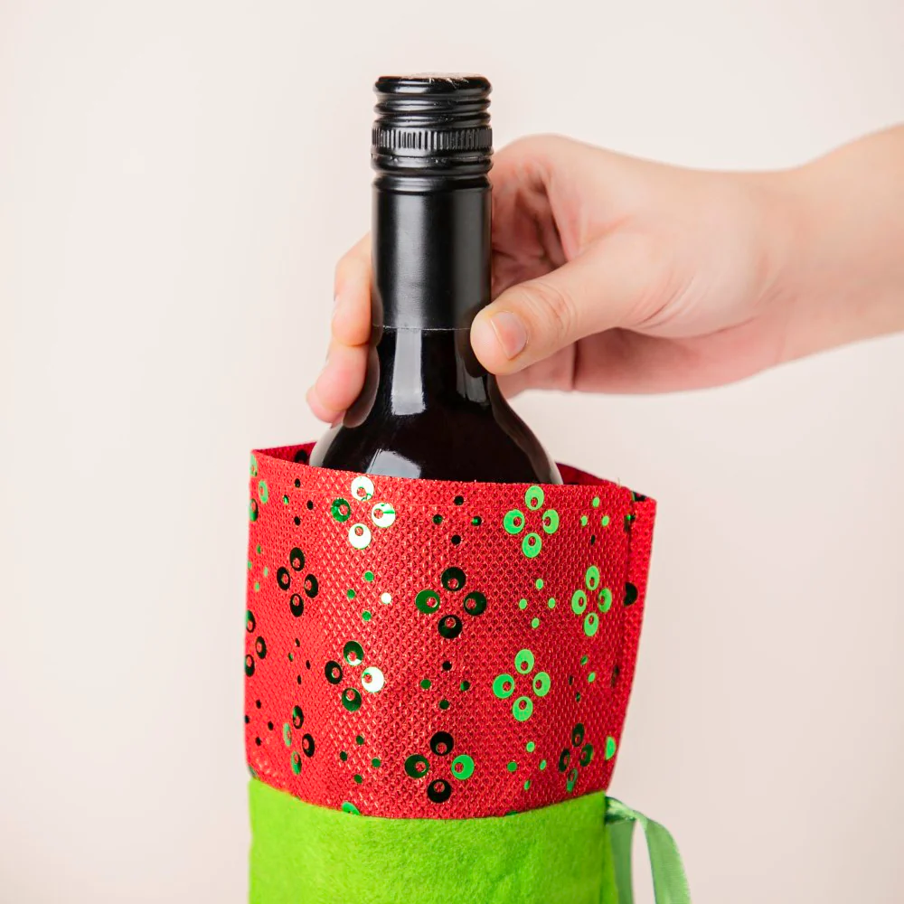 Santa Party Wine Bottle Gift Bag For Christmas 12 Inch - Image 5