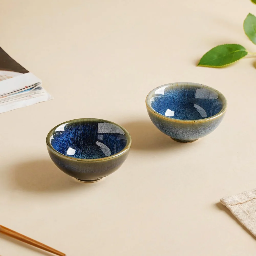 Sapphire Glazed Dip Bowl Blue 50 ml - Image 9