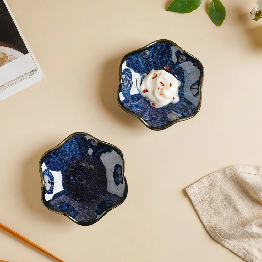 Sapphire Wavy Ceramic Dip Bowl Blue Set Of 2 - Image 10