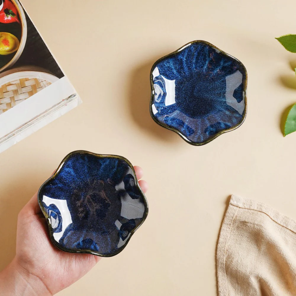 Sapphire Wavy Ceramic Dip Bowl Blue Set Of 2 - Image 8
