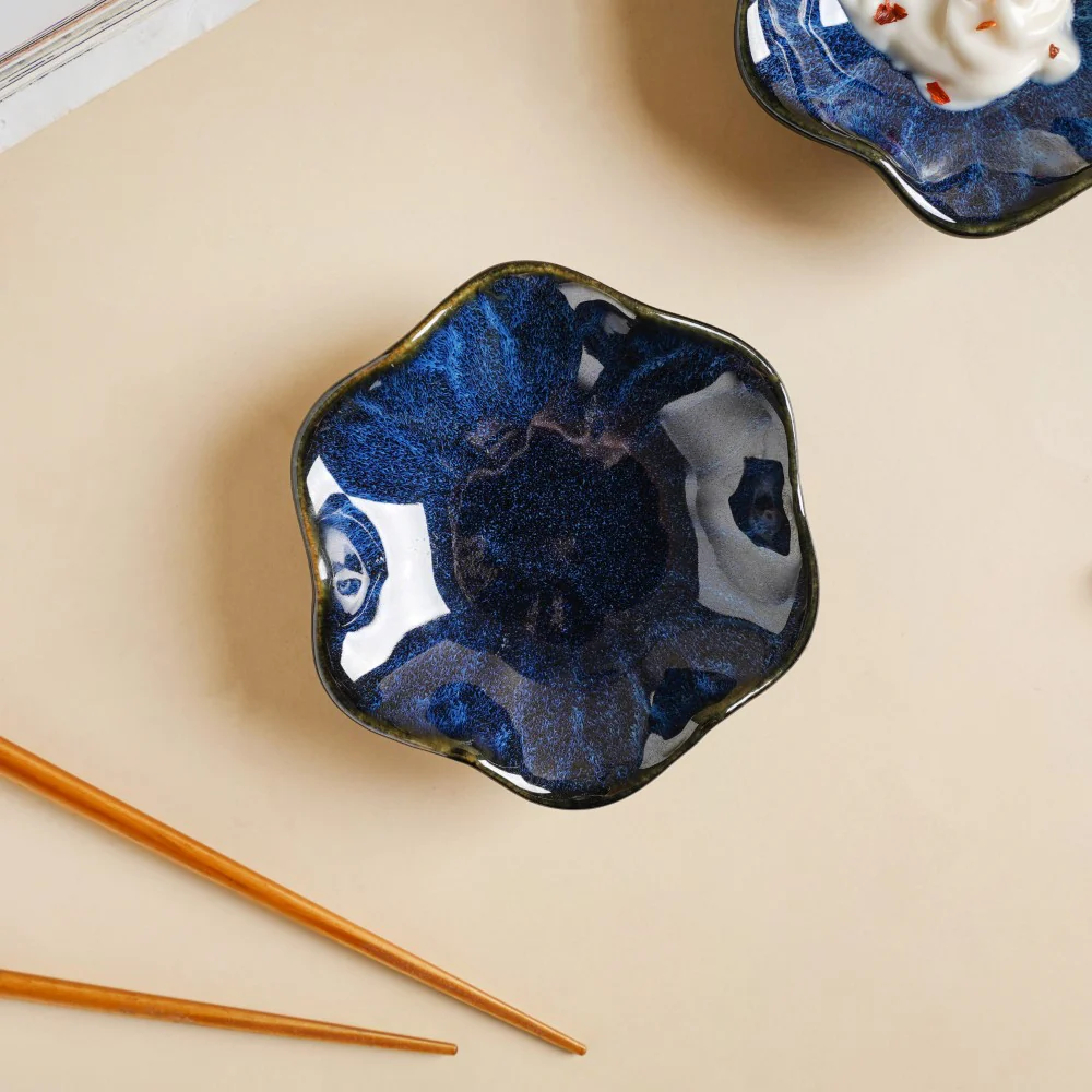 Sapphire Wavy Ceramic Dip Bowl Blue Set Of 2 - Image 9