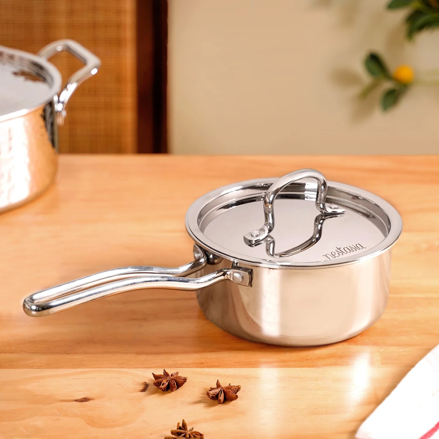 Saucepan Tri Ply Stainless Steel Heavy Bottom 1500ml - Image 2
