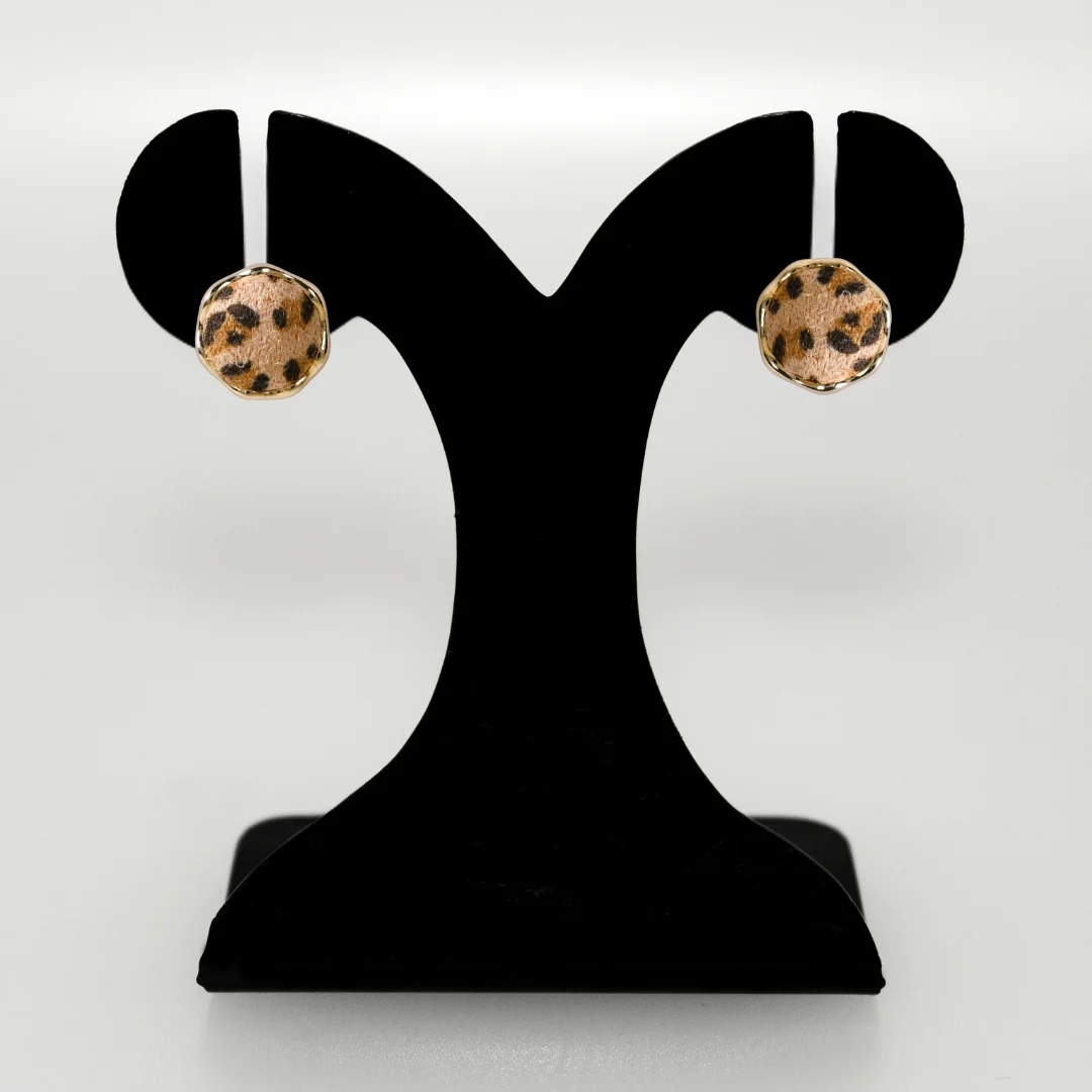 Savanna Animal Print Beige Studs - Image 6