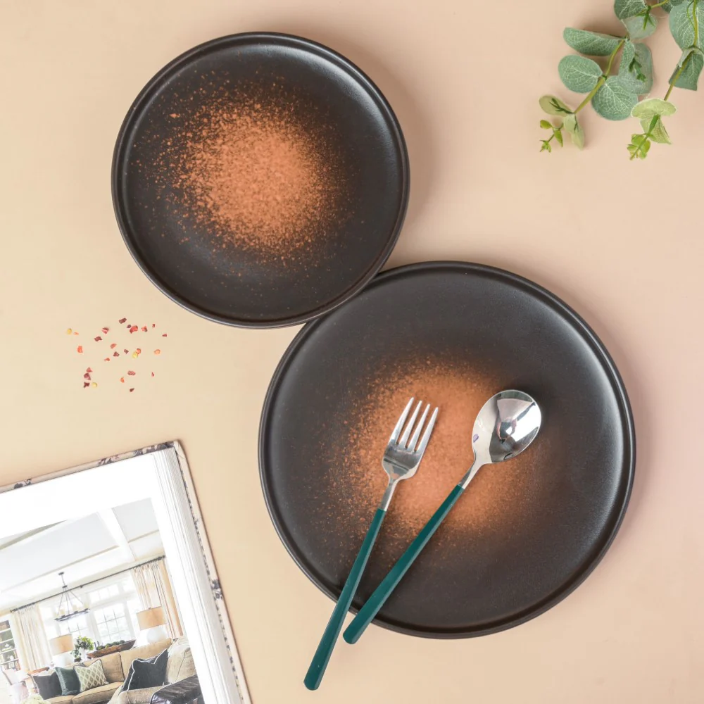 Savanna Stoneware Snack Plate Black Brown 8 Inch - Image 6