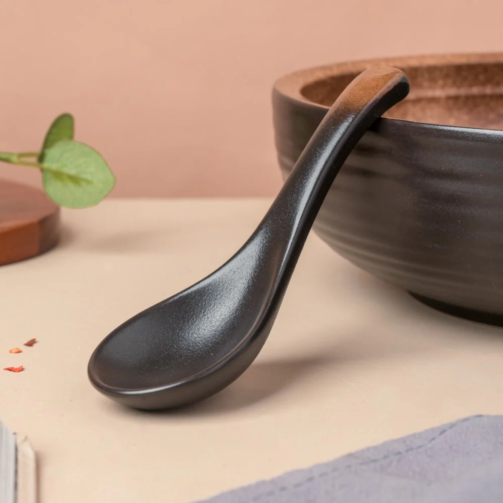 Savanna Stoneware Soup Spoon Matte Black - Image 4
