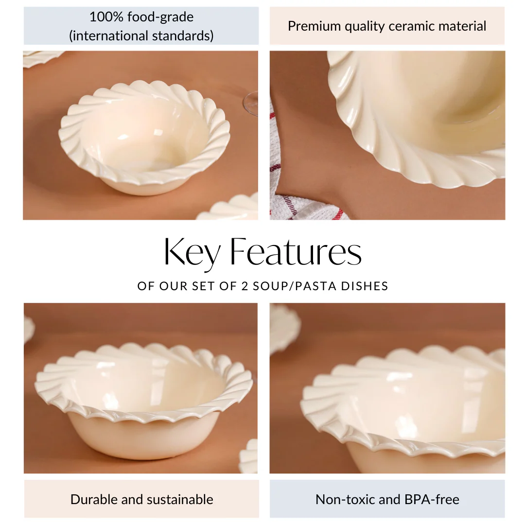 Scallop Vanilla White Serving Bowl Set Of 2 1000ml - Image 4