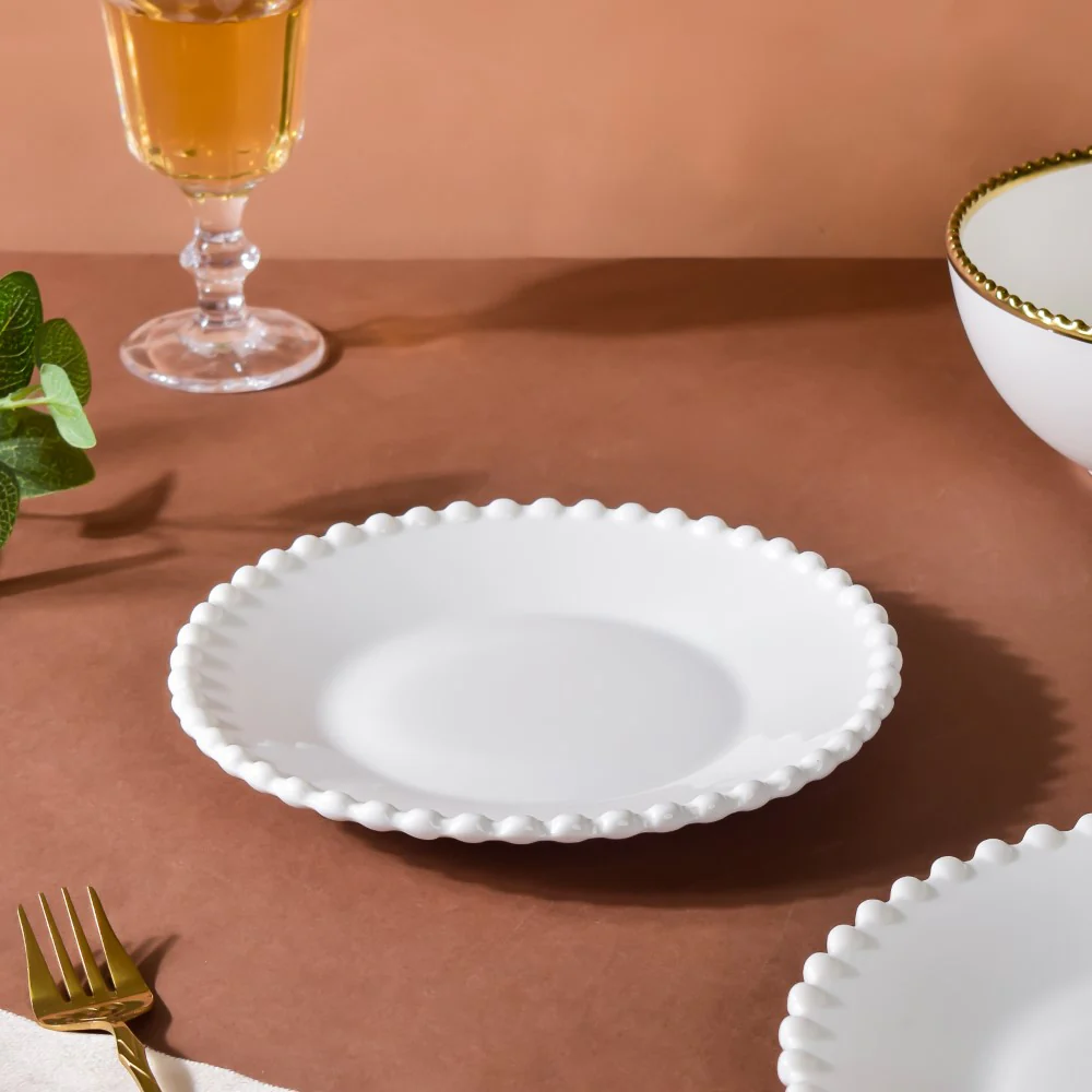 Scalloped Snack Plate White 8 Inch