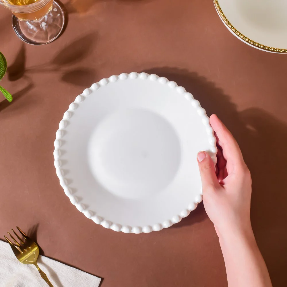 Scalloped Snack Plate White 8 Inch - Image 2