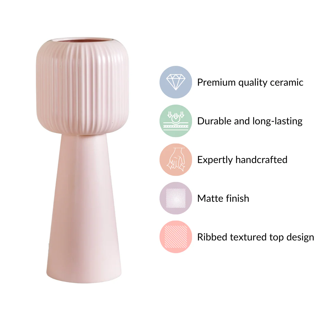Scandi Pedestal Floor Vase Pink - Image 6