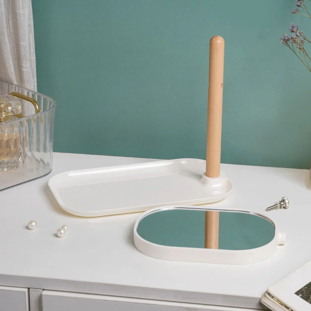 Scandinavian Two Sided Mirror With Adjustable Stand Tray White - Image 10
