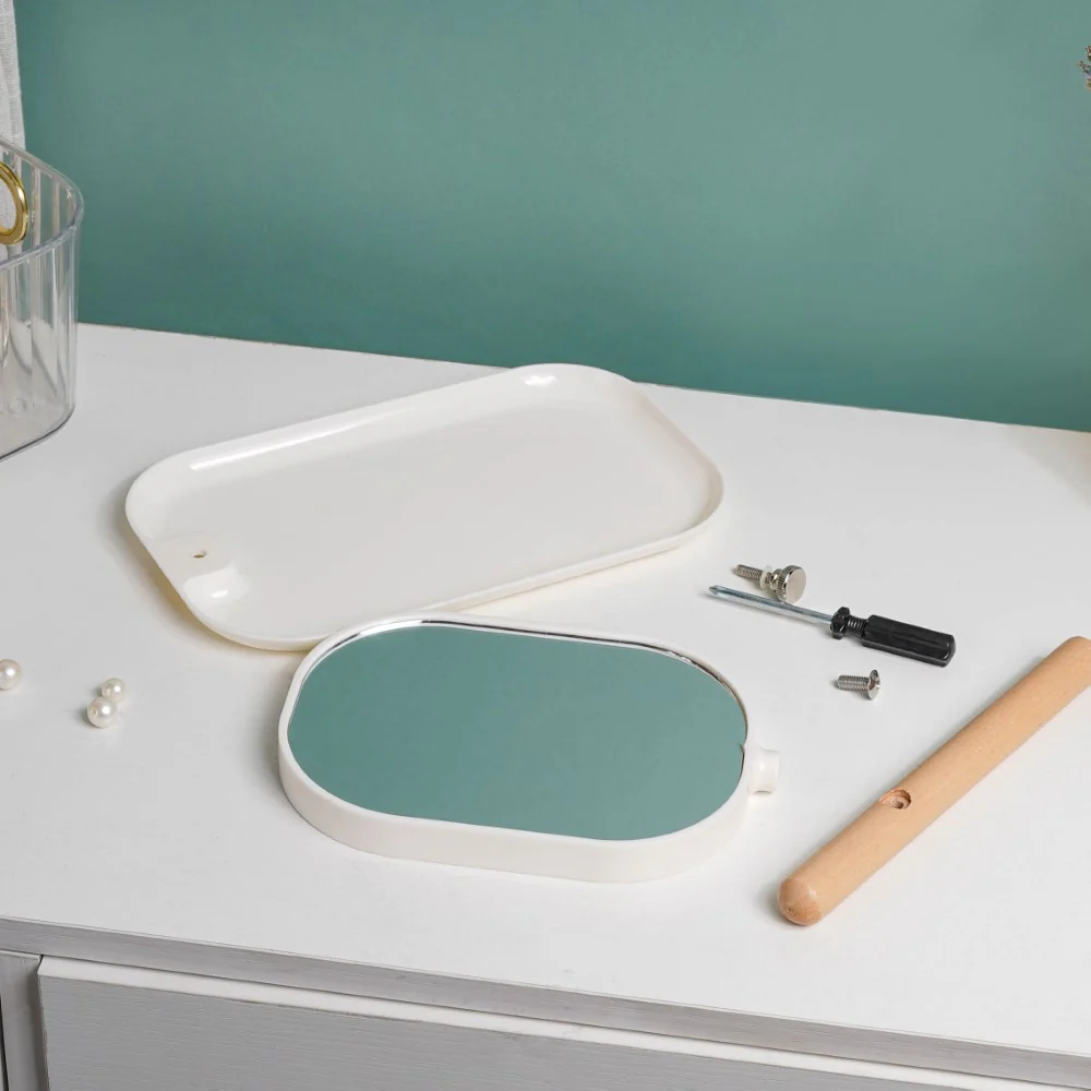 Scandinavian Two Sided Mirror With Adjustable Stand Tray White - Image 12