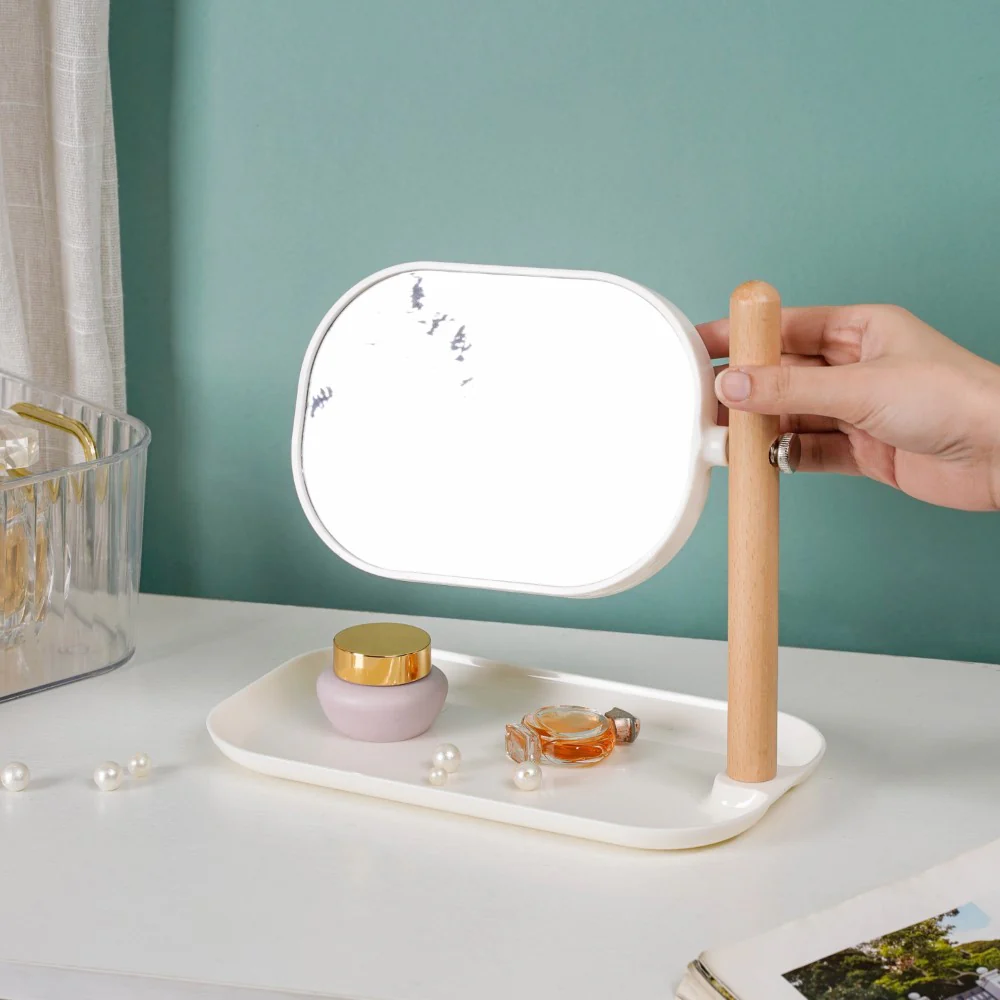 Scandinavian Two Sided Mirror With Adjustable Stand Tray White - Image 2