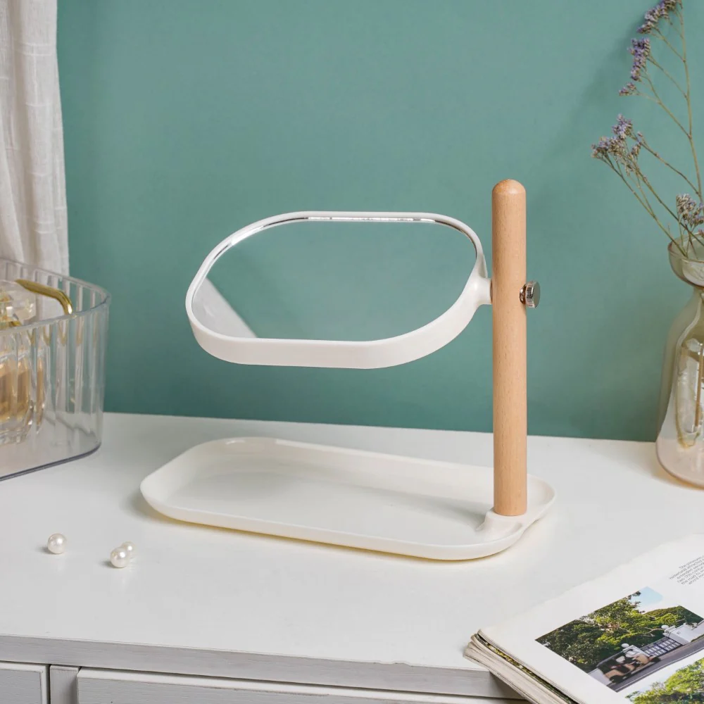 Scandinavian Two Sided Mirror With Adjustable Stand Tray White - Image 4