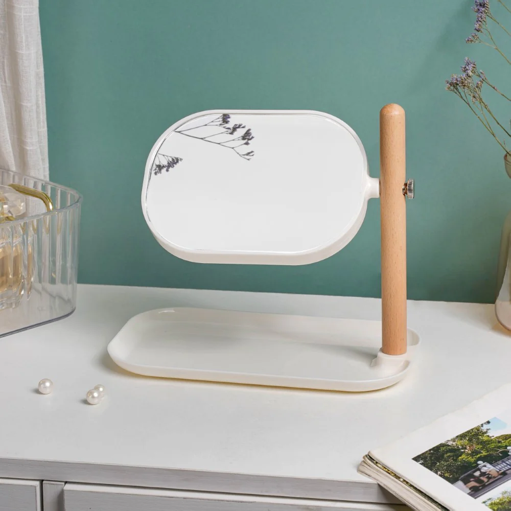 Scandinavian Two Sided Mirror With Adjustable Stand Tray White - Image 6