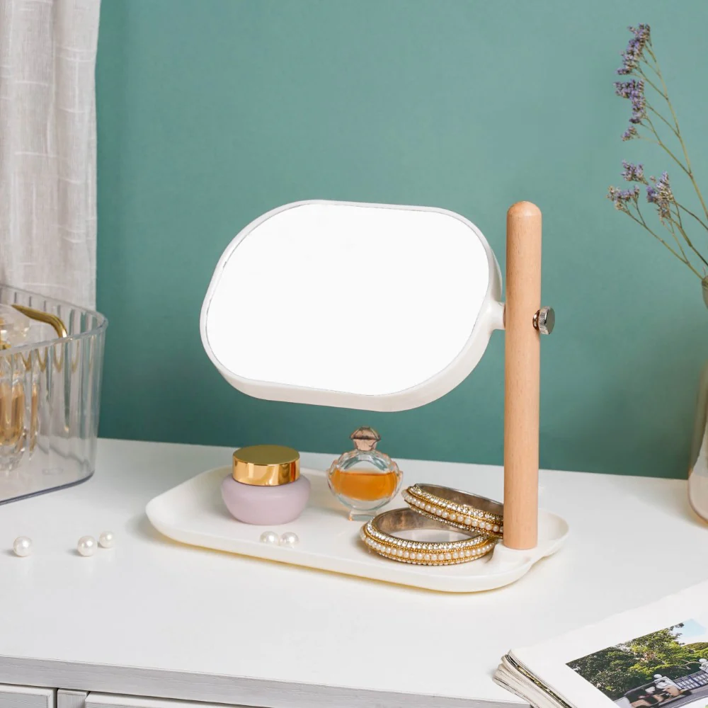 Scandinavian Two Sided Mirror With Adjustable Stand Tray White - Image 7