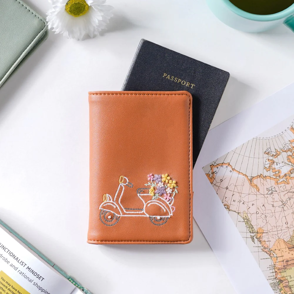 Scooter Embroidered Passport Cover Brown - Image 3