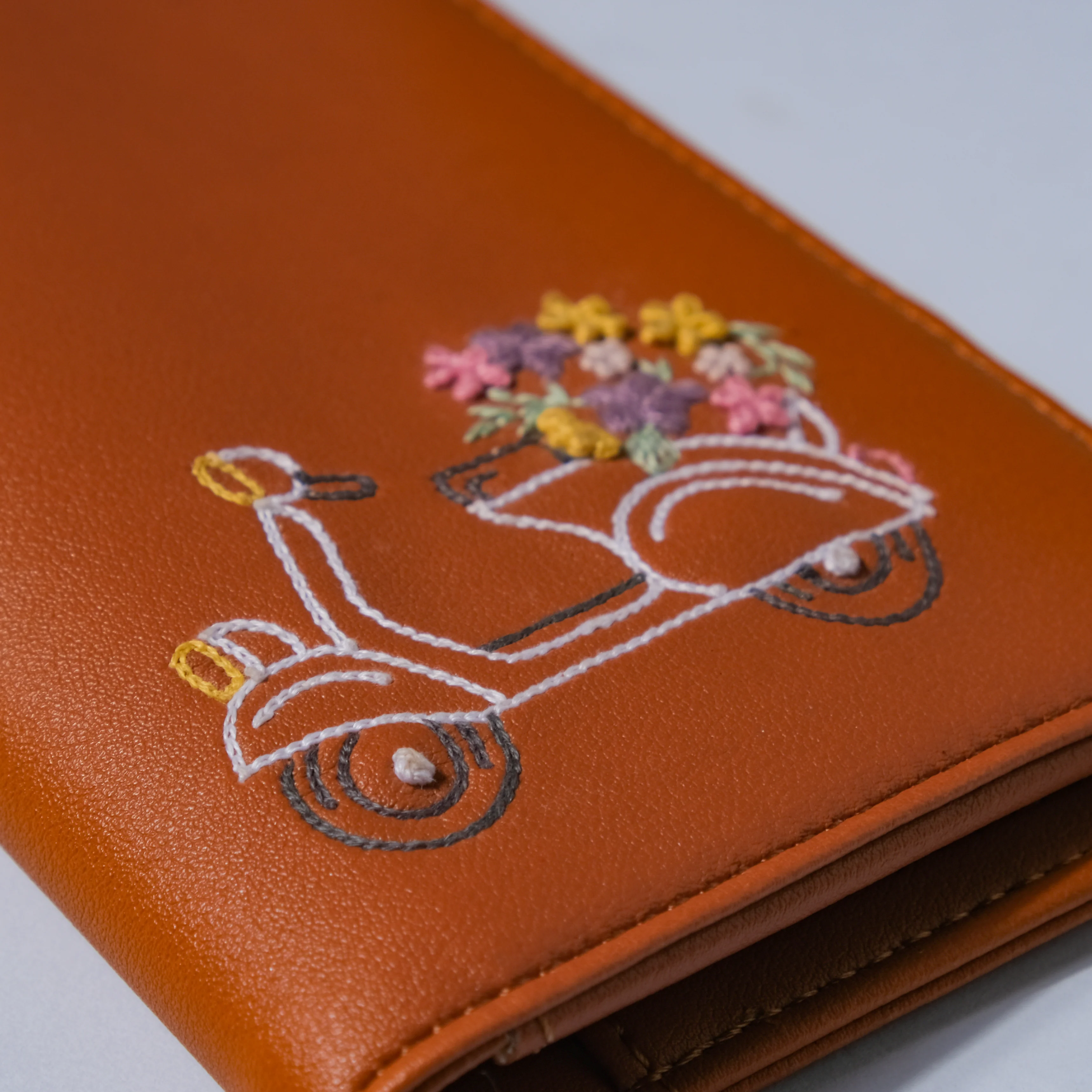 Scooter Embroidered Passport Cover Brown - Image 4