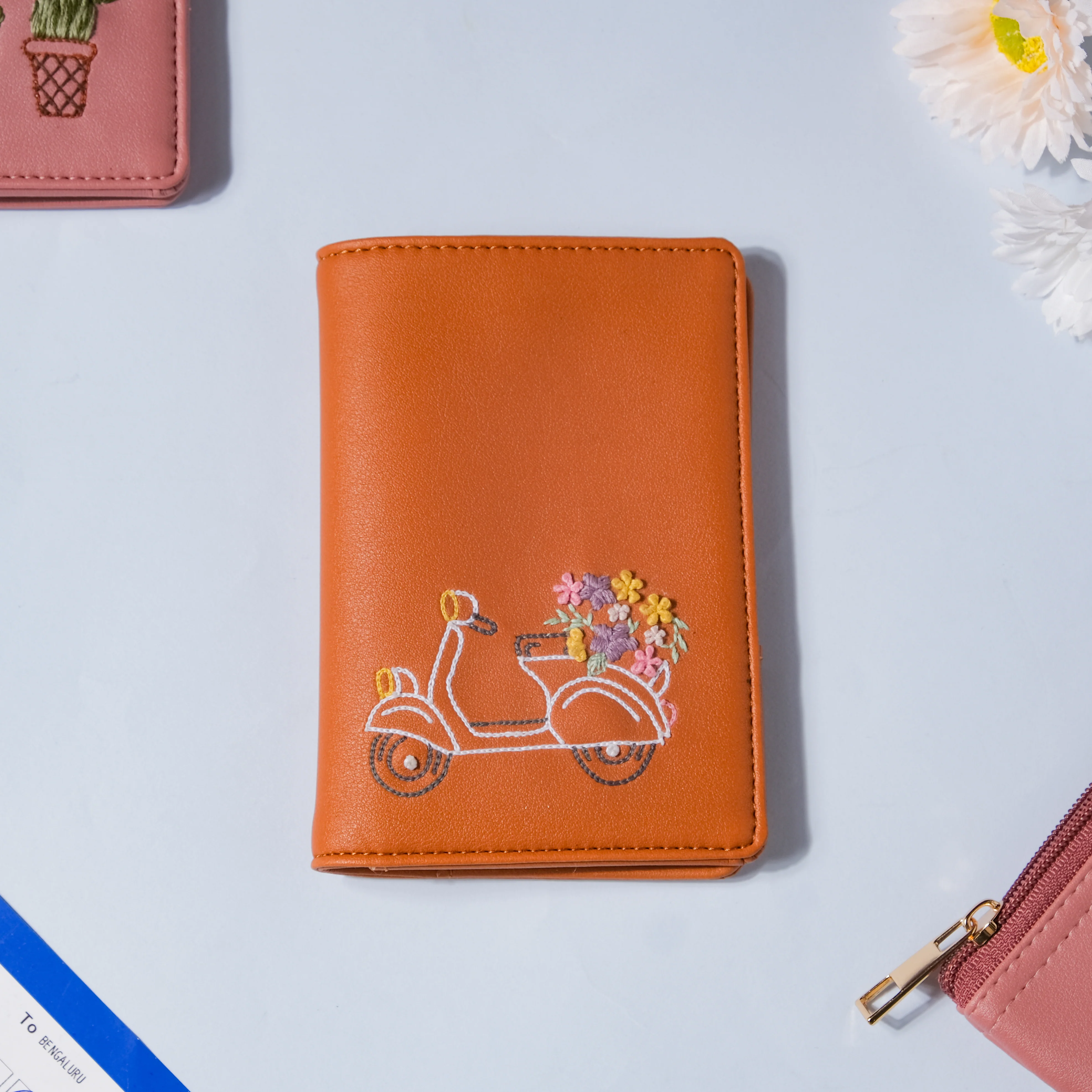 Scooter Embroidered Passport Cover Brown - Image 8