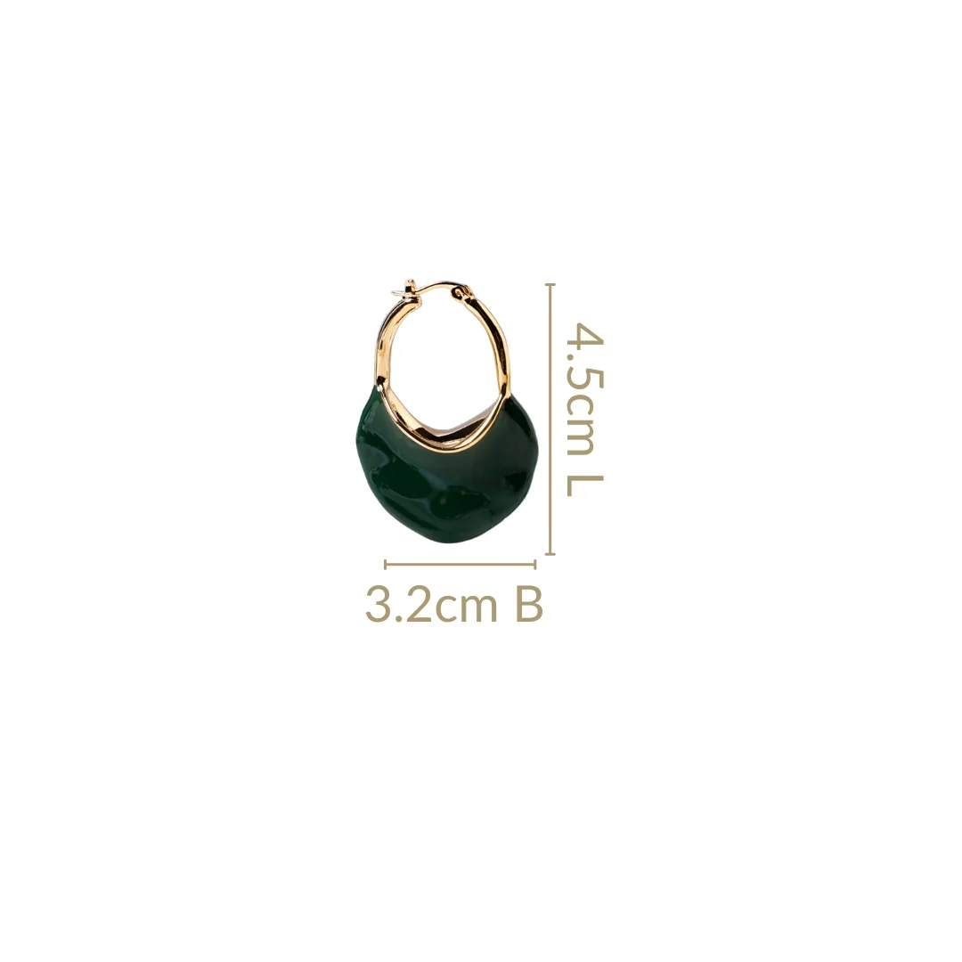 Sculpted Arc Hoop Earrings Green - Image 3