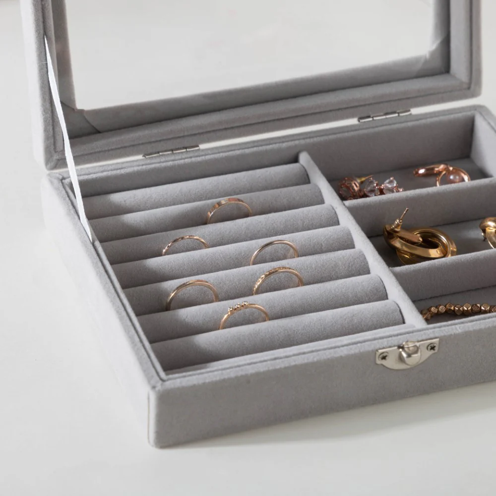 Sectioned Jewellery Box Grey - Image 6