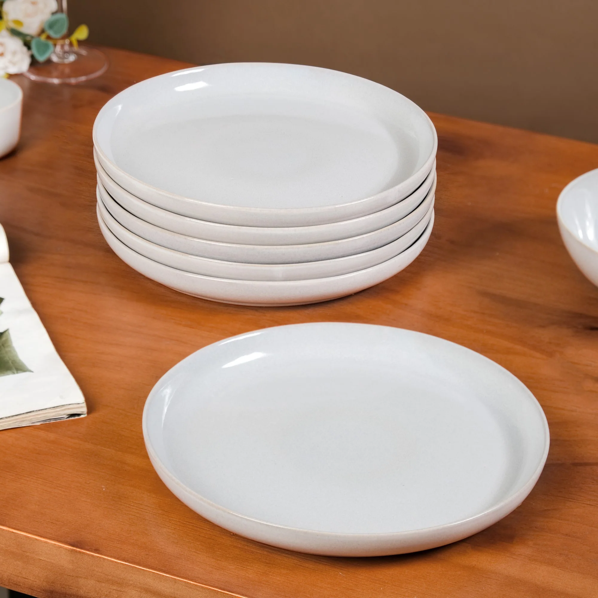 Sera Ceramic Dinner Plate Set Of 6 Grey 10 Inch - Image 2