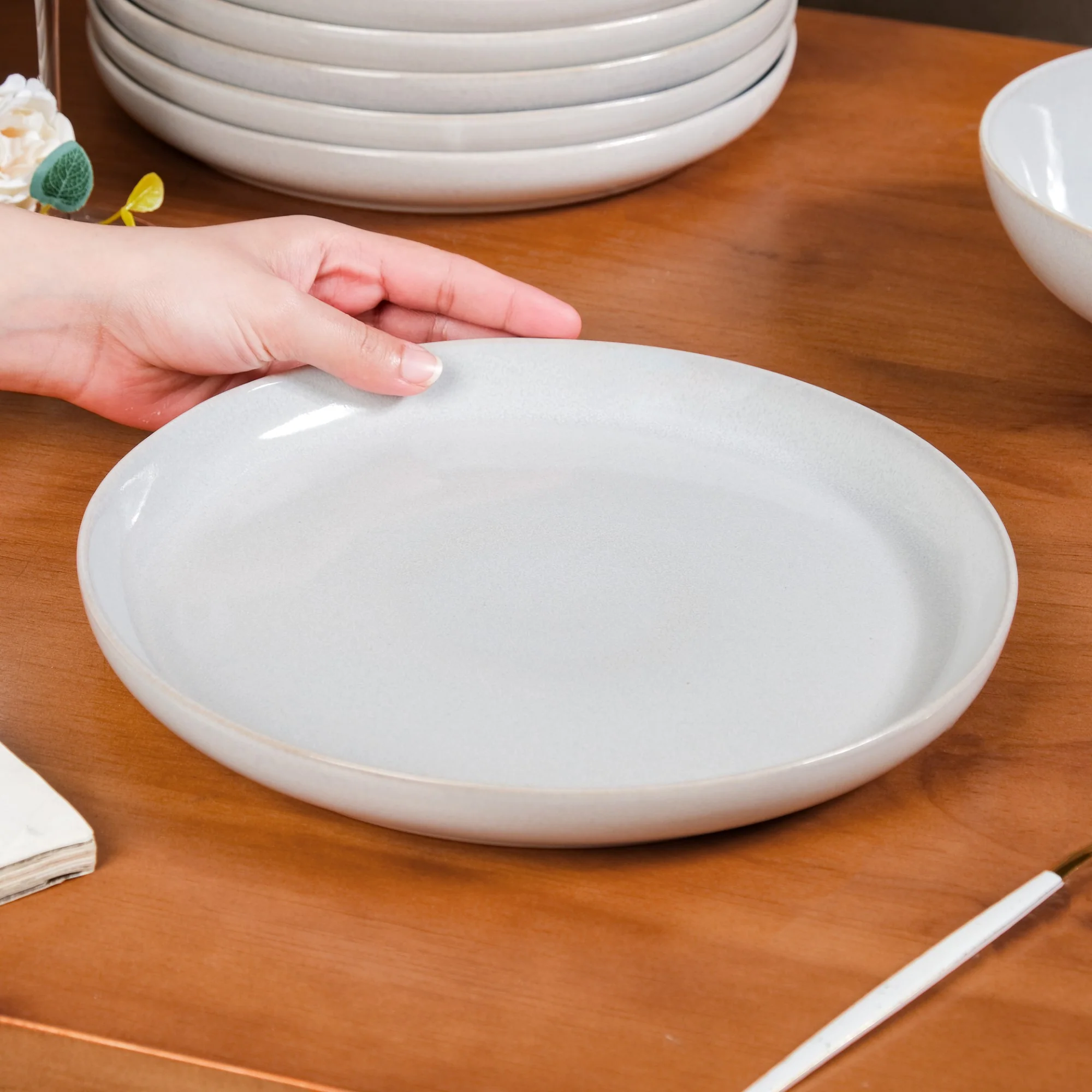 Sera Ceramic Dinner Plate Set Of 6 Grey 10 Inch - Image 3