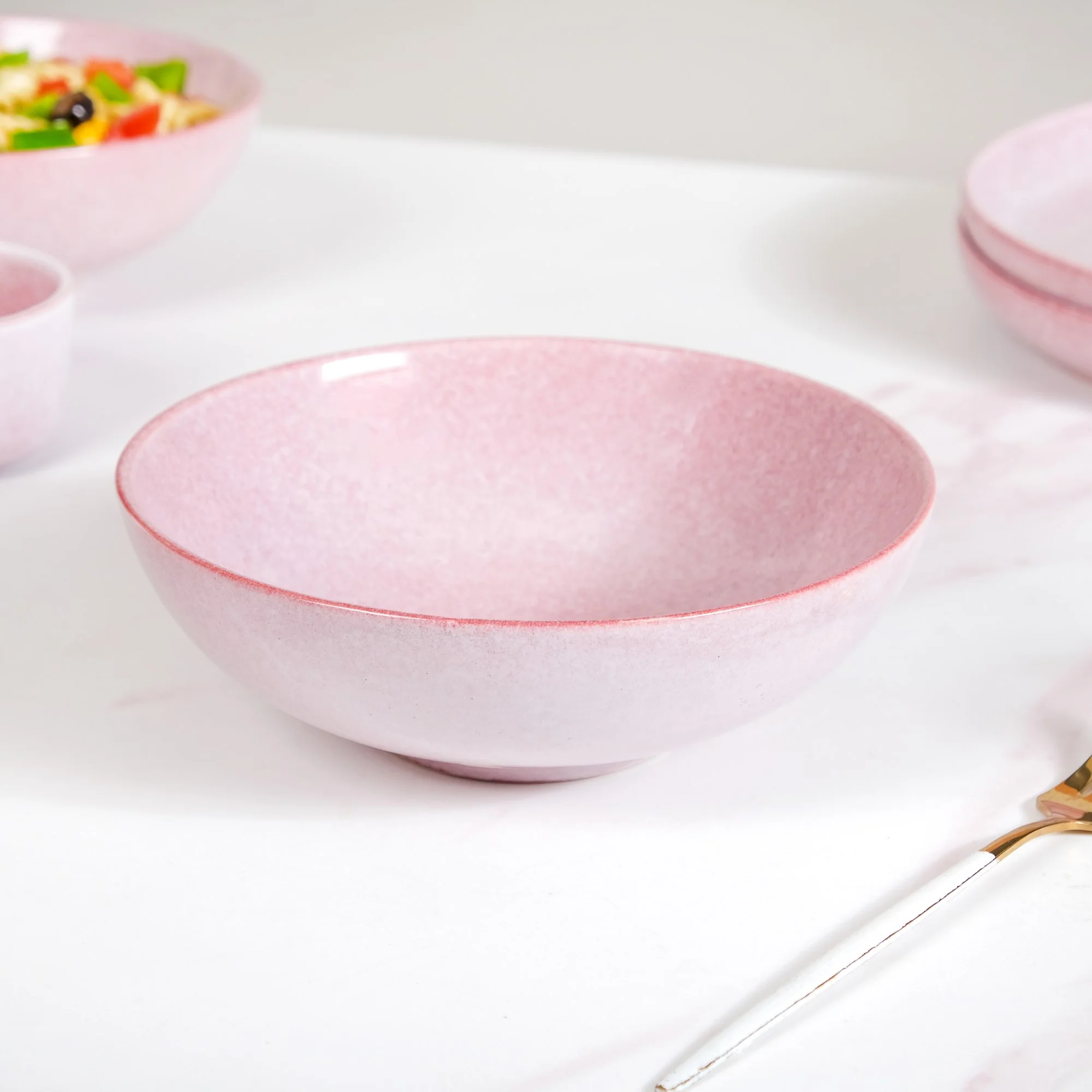 Sera Ceramic Large Serving Bowl Set Of 2 Pink 1000ml - Image 6