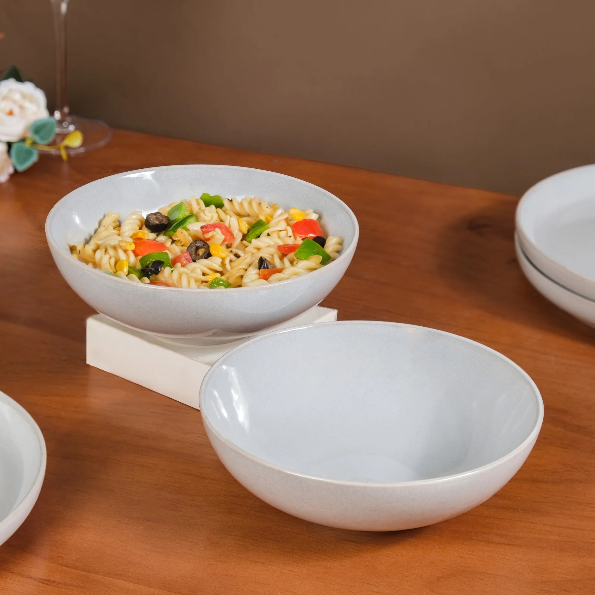 Sera Ceramic Serving Bowl Set Of 2 Grey 1000ml - Image 2