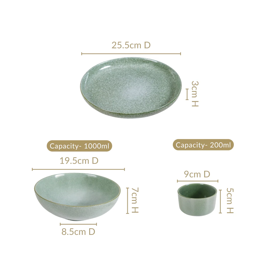 Sera Sage Green 14 Piece Ceramic Dinner Set For 6 - Image 4