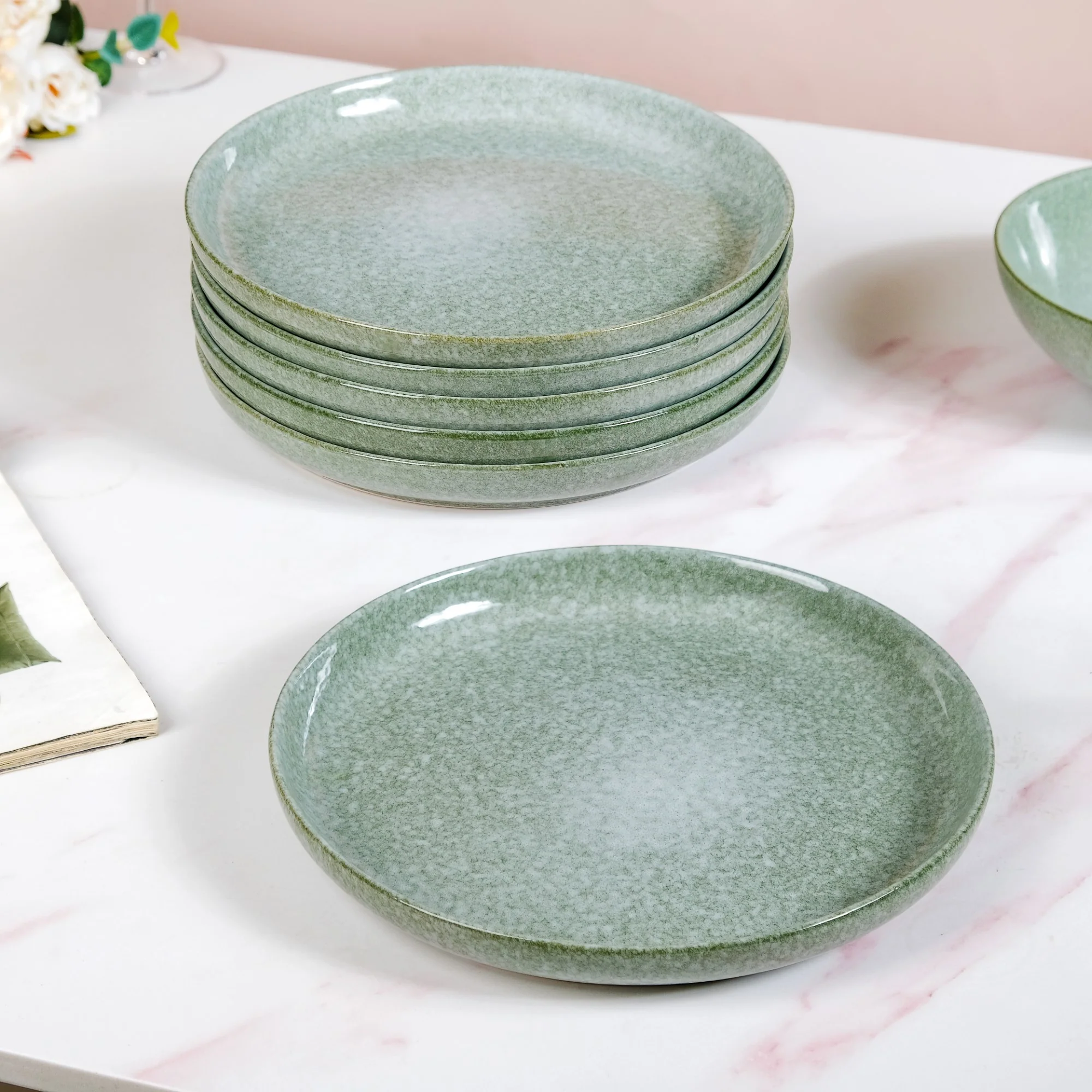 Sera Sage Green 14 Piece Ceramic Dinner Set For 6 - Image 7