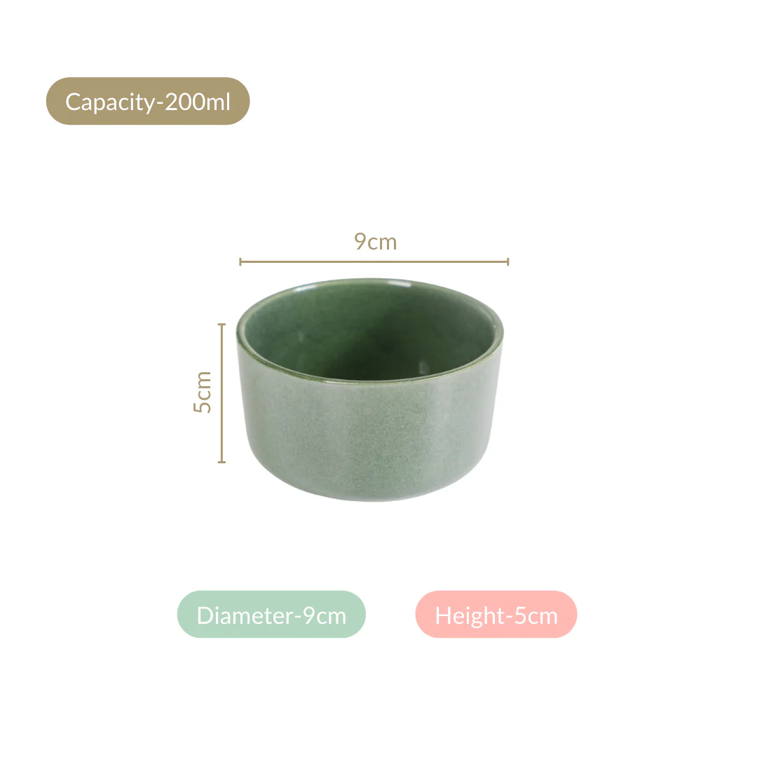 Sera Set Of 6 Round Ceramic Small Bowl Sage Green 200ml - Image 4